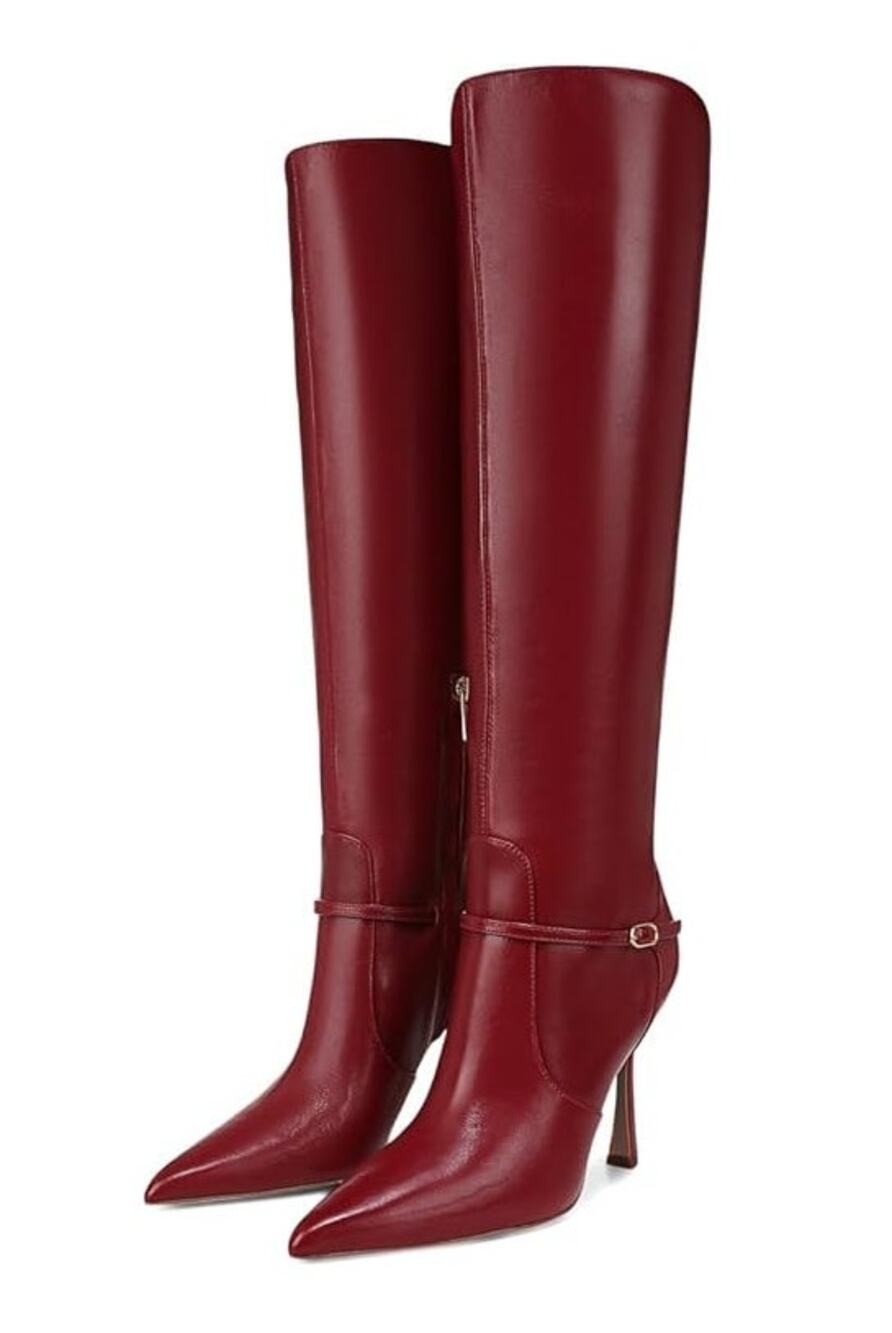 Sam Edelman Womens Elia Above The Knee High Boots US 6 M EU 36 Red Leather NIB